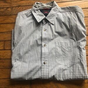 Wrangler Men's White and Blue Plaid Shirt